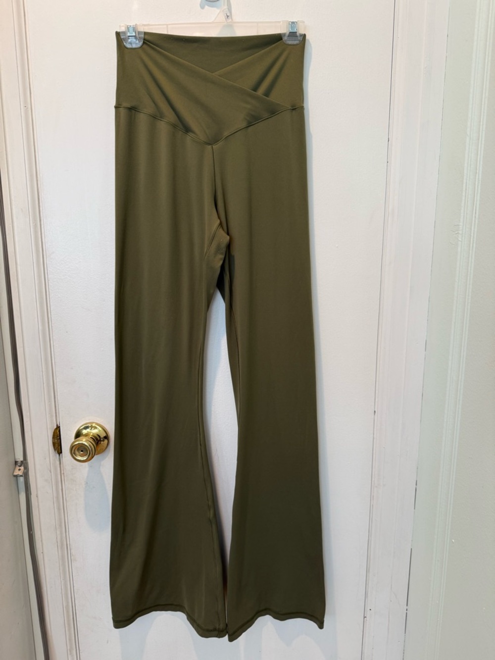 Offline by Aerie Real Me Olive Green Wide-Leg Crossover Flare Legging